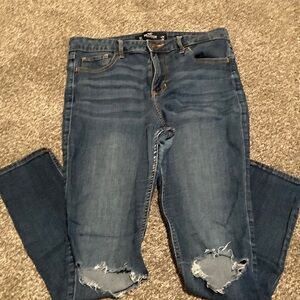 Hollister Blue Skinny Jeans with Distressed Details